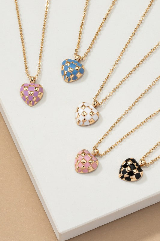 The Julie Checker Heart Pendant Necklace