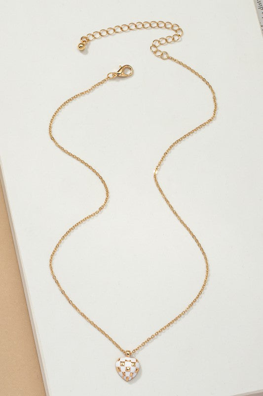 The Julie Checker Heart Pendant Necklace