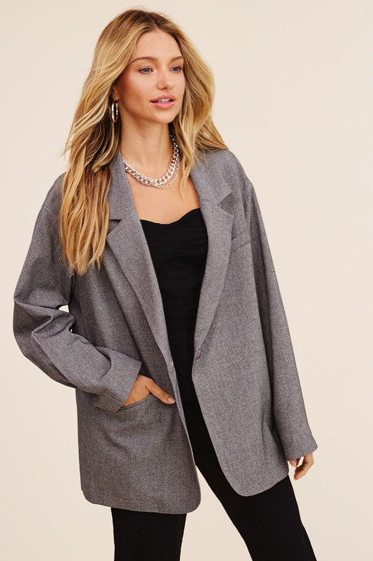 The Charlene Oversized Solid Blazer