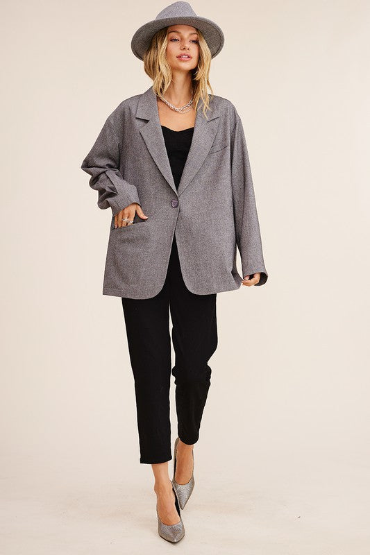 The Charlene Oversized Solid Blazer