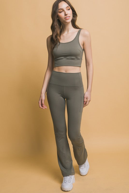 Lyssa High Waist Flare Active Leggings with Side Pockets