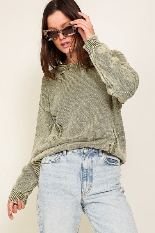 The Dru Distressed Sweater