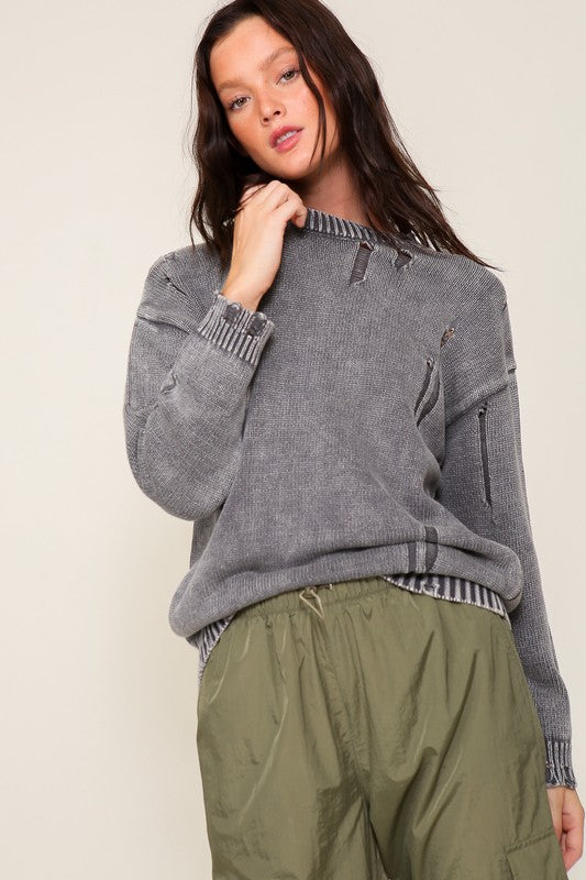 The Dru Distressed Sweater