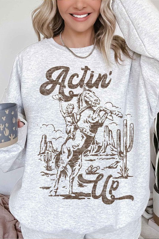 Actin’ Up Western Cowgirl Oversized Sweatshirt