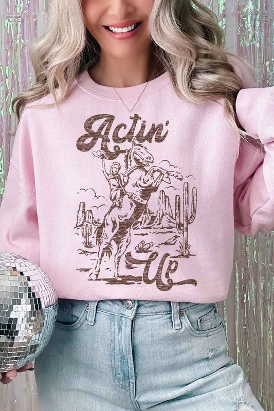 Actin’ Up Western Cowgirl Oversized Sweatshirt