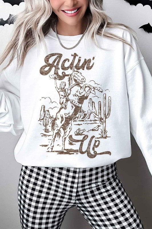 Actin’ Up Western Cowgirl Oversized Sweatshirt