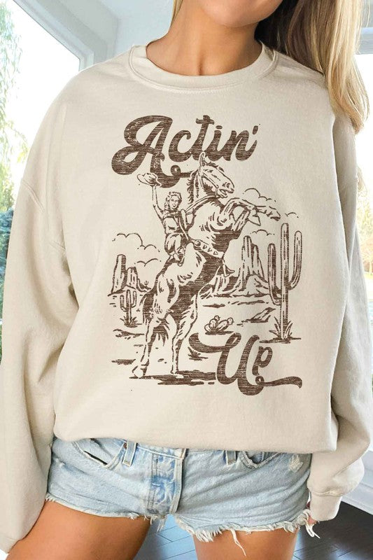 Actin’ Up Western Cowgirl Oversized Sweatshirt