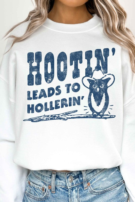 Hootin’ Leads to Hollerin’ Oversized Graphic Sweatshirt