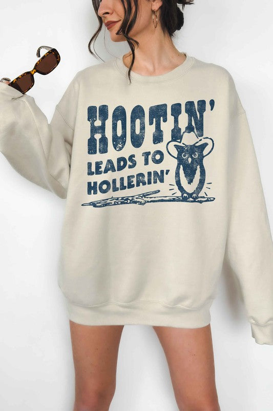 Hootin’ Leads to Hollerin’ Oversized Graphic Sweatshirt