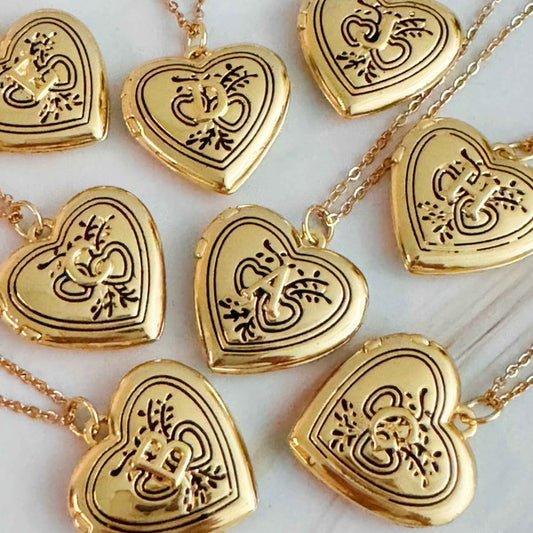 Nostalgic Heart Initial Open Locket Necklace