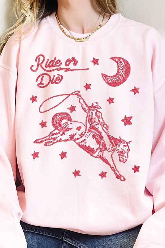 Ride or Die Western Cowboy Oversized Sweatshirt