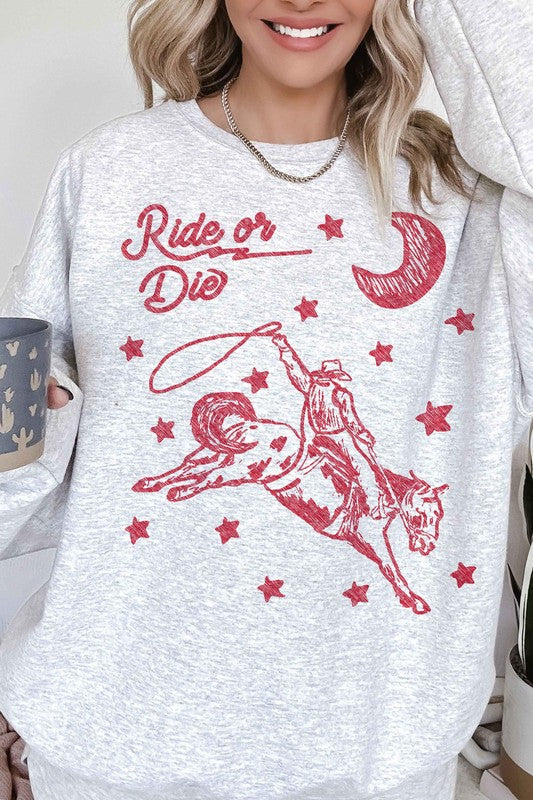 Ride or Die Western Cowboy Oversized Sweatshirt