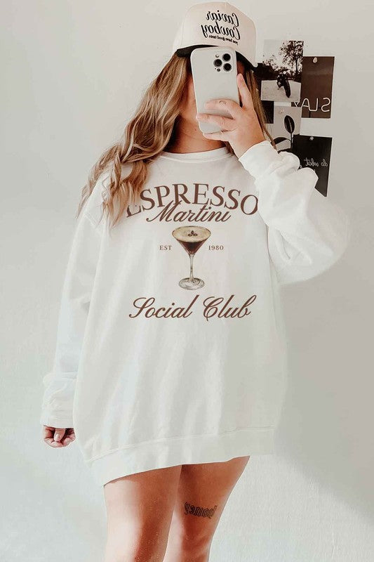 Espresso Martini Social Club Oversized Graphic Sweatshirt