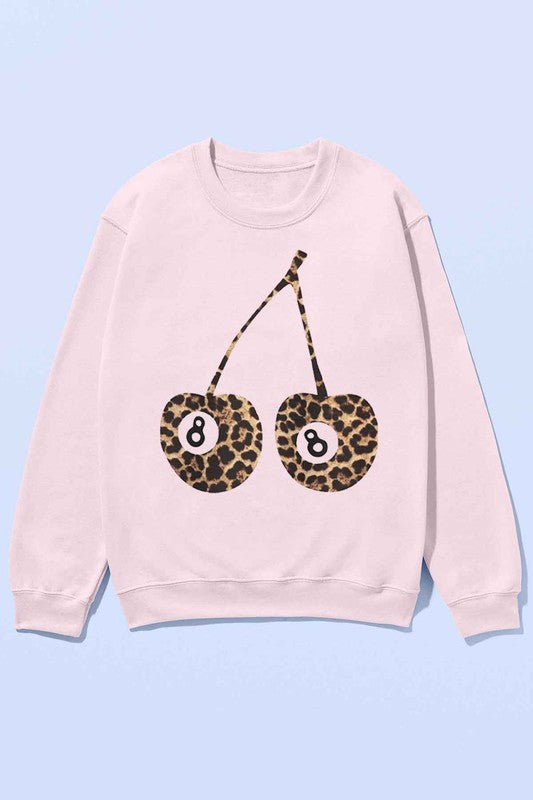 Leopard Cherry Oversized Graphic Sweatshirt