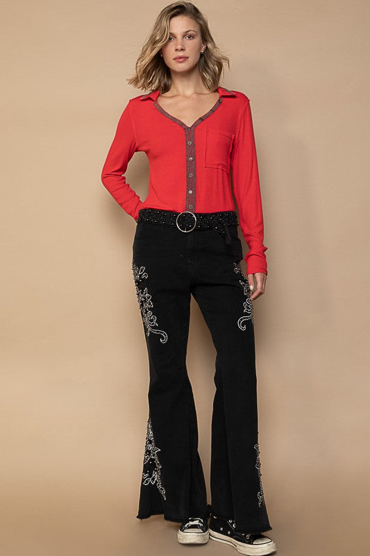 The Jada Embroidered Flare Pants